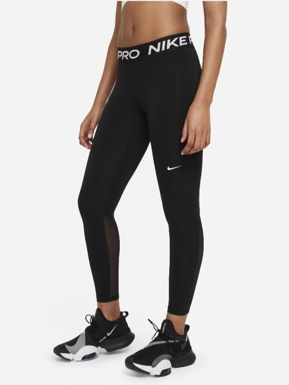 Nike Pro 365 Black Women's Training Leggings with White Swoosh Sz. Small